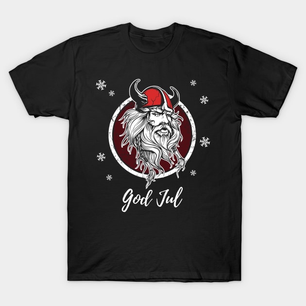 God Jul Merry Christmas Norway Sweden Viking Warrior Norse Nordic Xmas Shirt T-Shirt by stearman